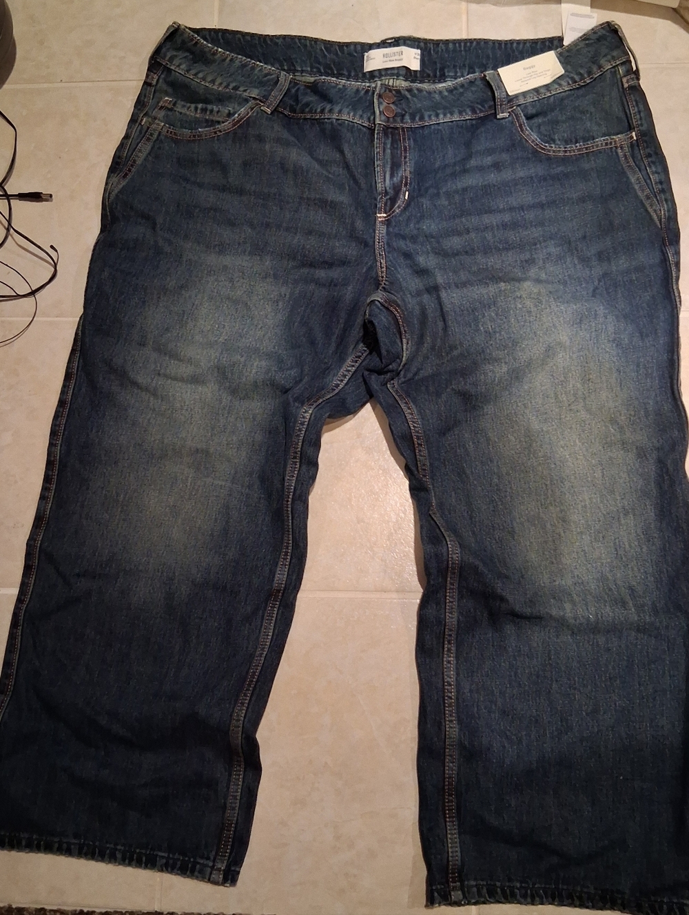 Hollister Women's Dark Blue Wide Leg Jeans